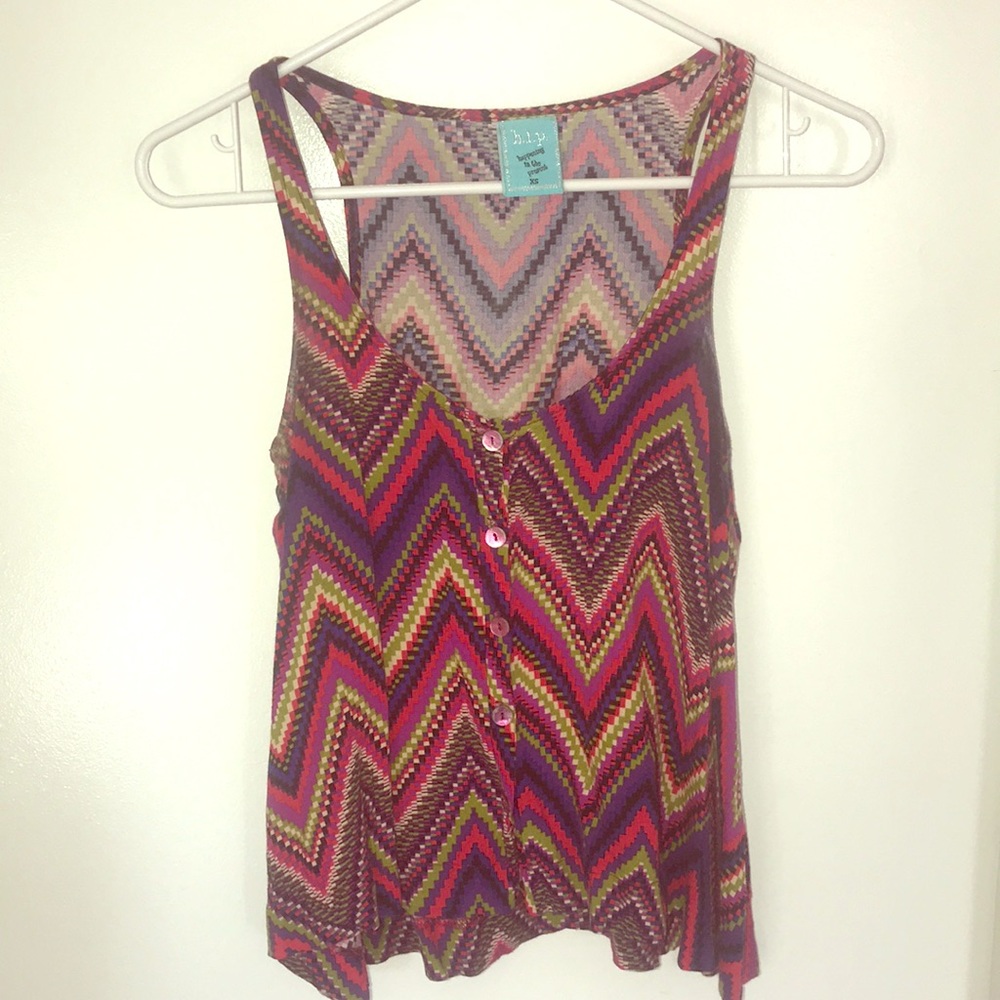 Dimensional, bright crop tank perfect for Summer!
